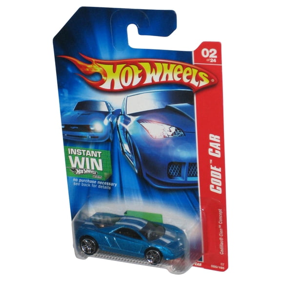 Hot Wheels Code Car 02/24 (2006) Blue Cadillac Cien Concept Car 086/180