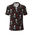 thumbnail image 2 of Daiia Skeleton with Roses Pattern Men’s Polo Shirts,Solid Deck Shirt,Classic Fit, Breathable Cotton Polo for Casual and Sport Wear-XX-Large, 2 of 9