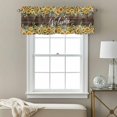 thumbnail image 3 of Summer Sunflowers Valance Curtain for Windows Retro Welcome Yellow Floral Brown Wood Rod Pocket Curtain Valances Short Window Treatments Panels for Kitchen Bathroom Laundry Room Basement 60 x 18 Inch, 3 of 9