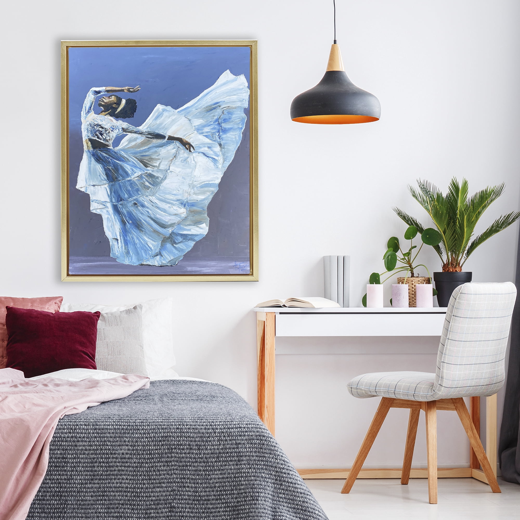 Stupell Industries Young Queen Dancer Gold Framed Floater Canvas Wall Art, design by Lauren Luna