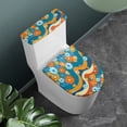 thumbnail image 2 of HELLHERO Elastic Bottom Toilet Seat Lid Cover Set & Stretchy Fabric Stretch Soft with 2 Piece Set Toilet Seat Protector, Ocean Blooms & Waves, 2 of 8
