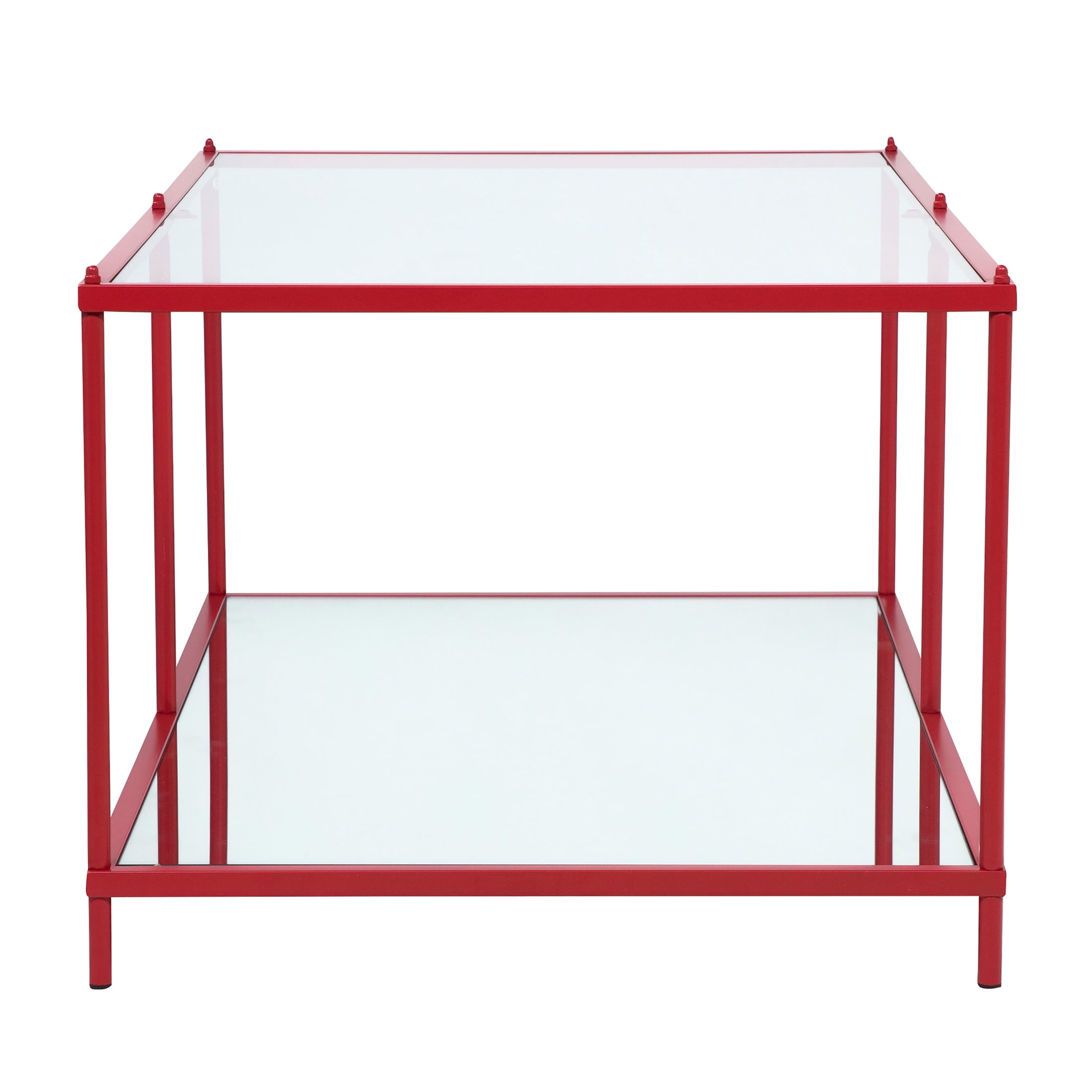 Furniture of America Tenne Glass Top Coffee Table, Red