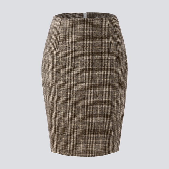 Aayomet Midi Skirts For Women Pencil Plaid Skirts For Women Fall Winter High Waisted Bodycon Knee Length Wool Midi Skirt With,Gray Large