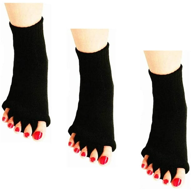 3 Pairs Toe Separator Socks, Cotton Foot Alignment Socks for Women