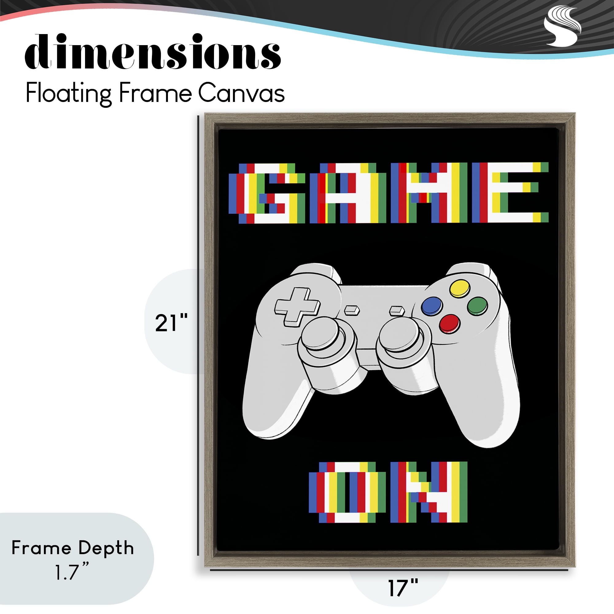 Stupell Industries Colorful Digital Game On Brown Framed Floater Canvas Wall Art, design by Marcus Prime