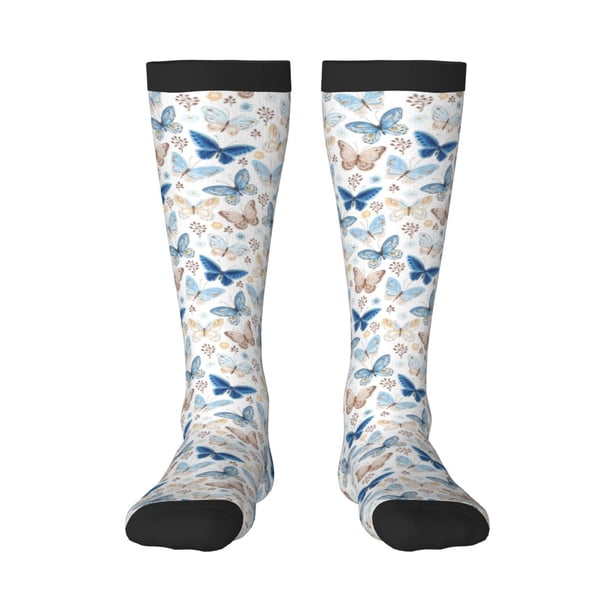 Fotbe Butterfly Calcetas Divertidas Estampadas para Hombre y Mujer, Calcetas de Algodón hasta la Rodilla para Caminar, Correr, Enfermería y Embarazo