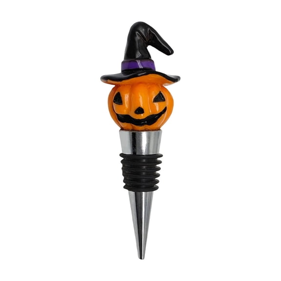 Wine Bottle Stopper, Halloween Witch Hat Pumpkin Decorative Wine Saver, Alloy and Silicone Airtight Seal, Leak-Proof, 4.57x1.5x1.5In, Bar Spooky Decor, Hostess Gift