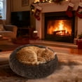 thumbnail image 5 of Cama redonda y cálida de 70 cm para gatos y perros, cómoda y acogedora para el invierno, 5 of 5