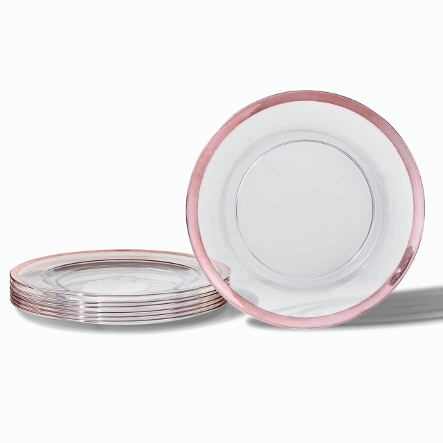 RCZ D?cor ELEGANTES PLATOS CARGADORES DE BODAS CON BORDE DE ORO ROSA | 12 PC - 13?