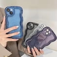 thumbnail image 3 of Designed for iPhone Case,Curly Wave Frame Pattern Camera Lens Protection Shockproof Protective Cover Phone Case (iPhone 13 Pro,Blue), 3 of 6