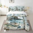 thumbnail image 2 of Erosebridal Wooden Boat Bedding Sets Queen Size, Beach Marine Comforter Sets with Sheets, Sea Bird Decor, Reversible 7 Pieces, 2 of 6