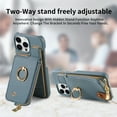 thumbnail image 6 of ELEHOLD for iPhone 13 Luxury Leather Wallet Case with Back Flip Card Slots RFID Blocking Zipper Cash Pocket Stand Function Ring Holder Support Magnetic Car Mount Shockproof Case,blue, 6 of 9