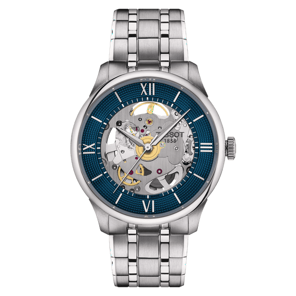 Tissot Chemin Des Tourelles Stainless Steel Blue Skeleton Dial Automatic T139.836.11.048.00 Men's Watch