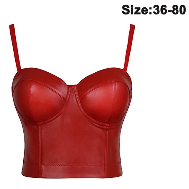 Bustier de cuero Corsé de mujer Sujetador superior Chaleco negro envuelto en el pecho WD.WDQZL Hogar