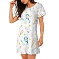 thumbnail image 2 of Balery Cute Tennis Rackets Camisón de manga corta con cuello redondo para mujer, cómodo y elegante., 2 of 6