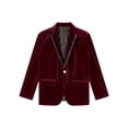 thumbnail image 3 of HULIJA Kids Boys Velvet Formal Suit Blazer Sport Coat Casual Long Sleeve Single Breasted Gentleman Burgundy 14, 3 of 6
