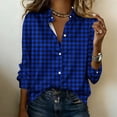 thumbnail image 4 of Bixock Summer Women's Tops Long Sleeve Shirts for Women Plaid Print Satin Button Down Shirts for Women Collar Casual Dressy Blouse Tops, 4 of 6