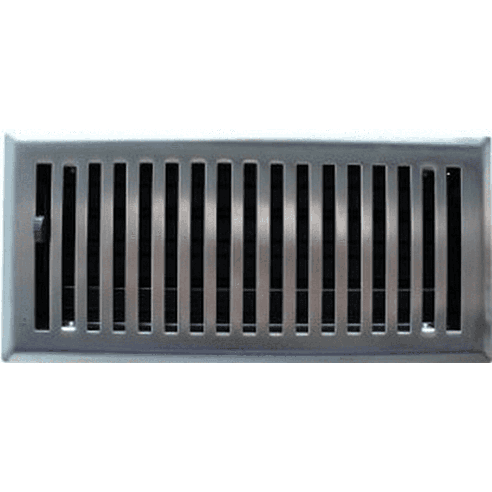 2" X 10" Brushed Nickel Contemporary Floor Register / Vent Cover