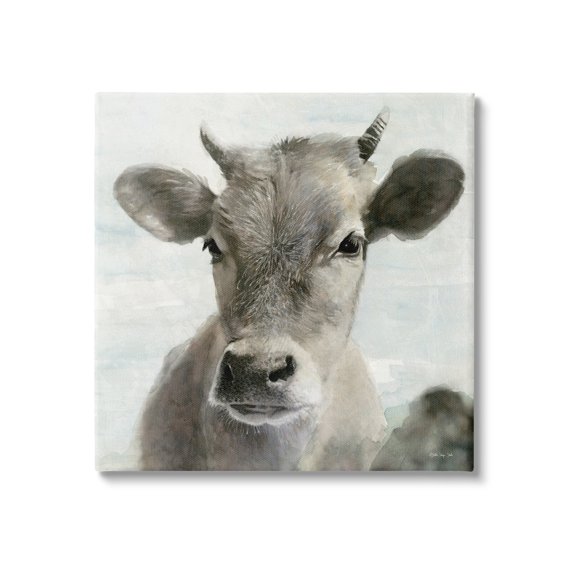 Stupell Country Calf Farmhouse Portrait Animals & Insects Painting Gallery Wrapped Canvas Print Wall Art