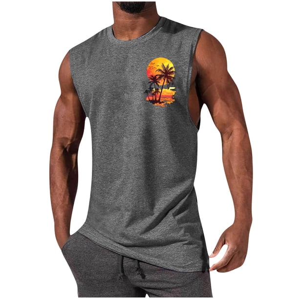 Pullover de Moda Casual para Hombres Cuello Redondo sin Mangas Suelto Primavera Y Verano