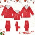 thumbnail image 5 of Family Silk Satin Christmas Pajamas Matching Sets Lightweight Long Sleeve Button down Shirt and Pants Xmas Pjs Jammies 2 Piece Soft Solid Holiday Sleepwear with Pocket Watermelon Red, 5 of 7