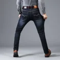 thumbnail image 4 of Jeans Longs Stretch Style Automne Hiver Hommes Jeans Coupe Droite Homme Moyen-Ag, 4 of 6