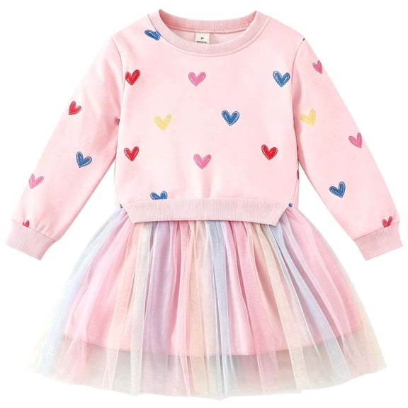 Lanbubble Girls Dresses Long Sleeve Sweat Party Dress Fall Clothes 3-7 Years