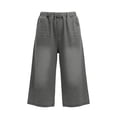 thumbnail image 5 of Fesfesfes Kids Elastic Waist Denim Culottes,Solid Color Summer Five Quarter Pants,Boys and Girls Breathable Casual Children's Wide Leg Cropped Jeans,For Daily Wear Travel Birthday Party, 5 of 6