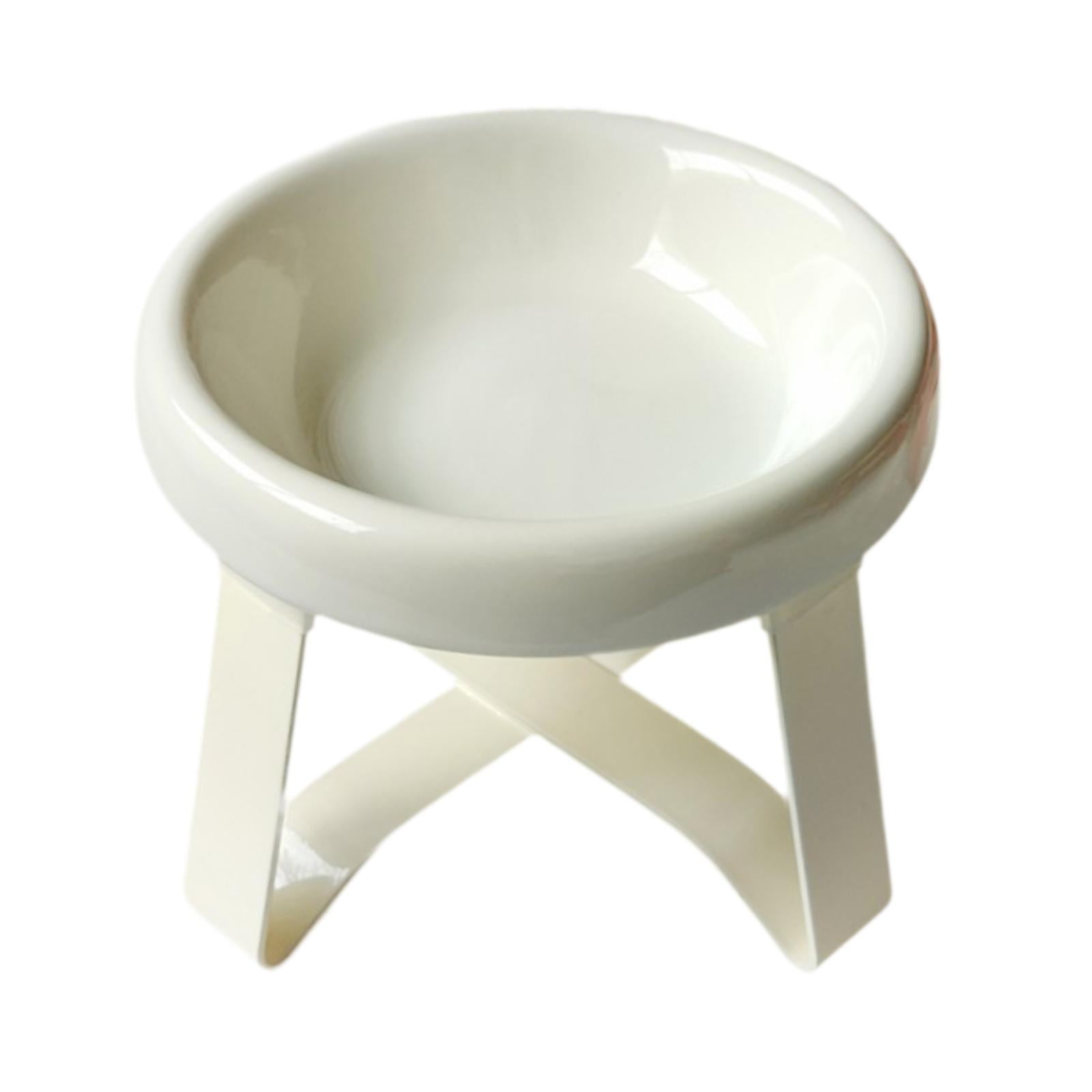 Bothyi Cat Bowl with Stand Ceramic Dog Bowl for Small and Medium Breeds White