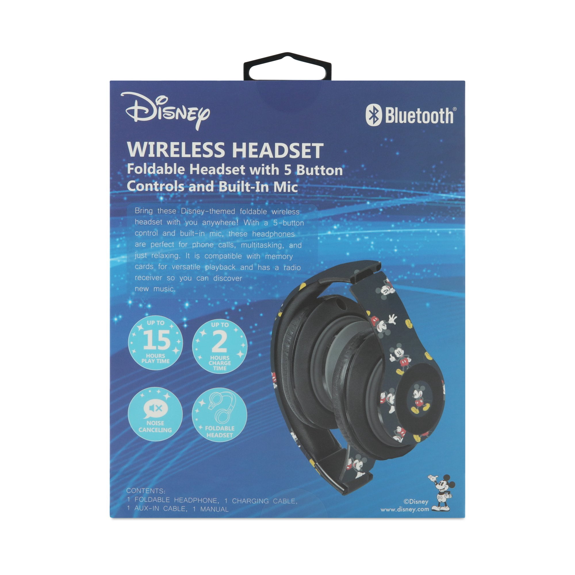 Disney Mickey Mouse wireless over-ear headphones with microphone, Bluetooth
