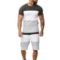 thumbnail image 1 of Txlixc Traje de hombre, camiseta de cuello redondo de manga corta + pantalones cortos de cintura de cuerda Txlixc moda, 1 of 6