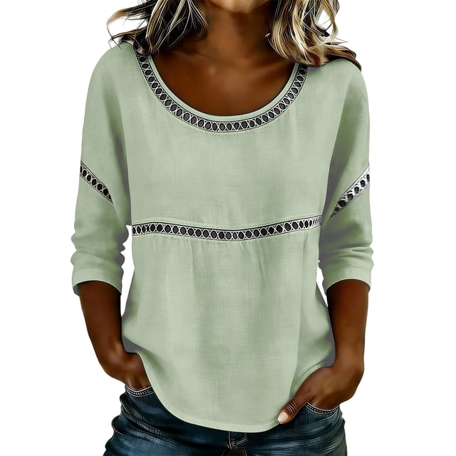 Blusas para las Mujeres Casual Verano Suave Y Cómodo Suelto Camiseta Blusa Cuello en V Manga Larga Camiseta Denim Vestido Mujeres para la Oficina Entrenamiento Al Aire Libre