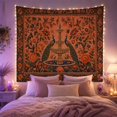 thumbnail image 2 of Peacocks at a Tiered Fountain in a Coral Garden, Serene Folk Art for Bird Lovers, Ornamental Garden Decor, Housewarming Gift, Tapestry Wall Hanging for Bedroom and Living Room, 2 of 7