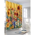 thumbnail image 5 of Colorful Sunflower Waterproof Fabric Shower Curtain, Farmhouse Botanical Floral Shower Curtain for Bathroom Curtains Bathtubs Hotel Washable Shower Curtains with 12 Hooks Extra Long 72x84, 5 of 6