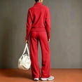 thumbnail image 6 of WULMLEO Womens Two Piece Sets Knit Fall Quarter Zip Long Sleeve Shirts Wide Leg Drawstring Pants Tracksuit 2026 Casual Y2k Suits Stretch Outfits with Pockets Red S, 6 of 6
