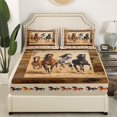 Brown Horse Bed Sheets Full Size for Boys Girls Western Farmhouse