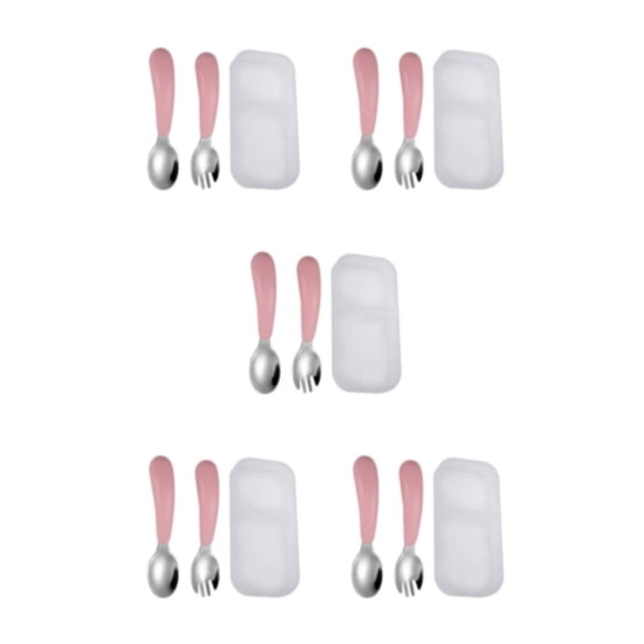 Inteprter Vajilla para niños, cuchara, tenedor, compartimento, cuchara de alimentación para bebés, cuenco, cubertería gruesa antideslizante, Type2 NO2