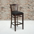 thumbnail image 2 of Flash Furniture 2 Pack HERCULES Series Vertical Slat Back Walnut Wood Restaurant Barstool - Black Vinyl Seat, 2 of 8