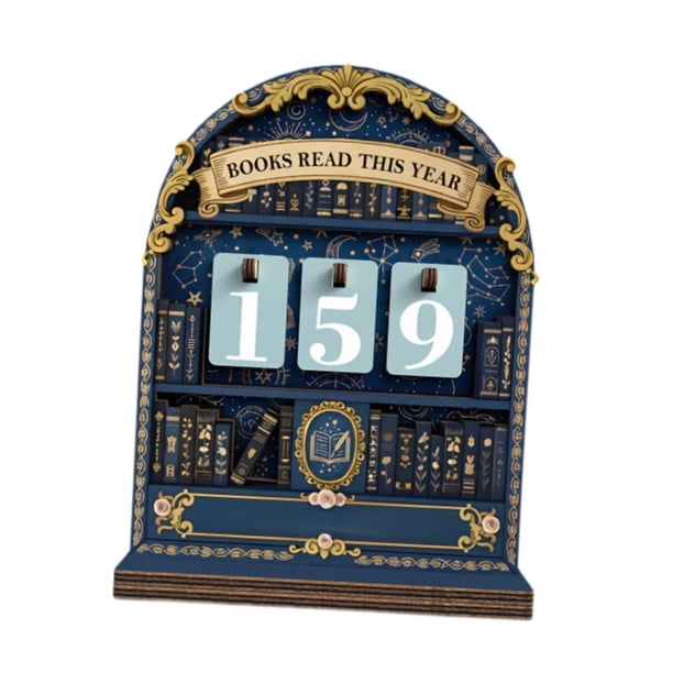 Letrero de lectura, Libros leídos este año, Decoración de estantería, "este año" Azul