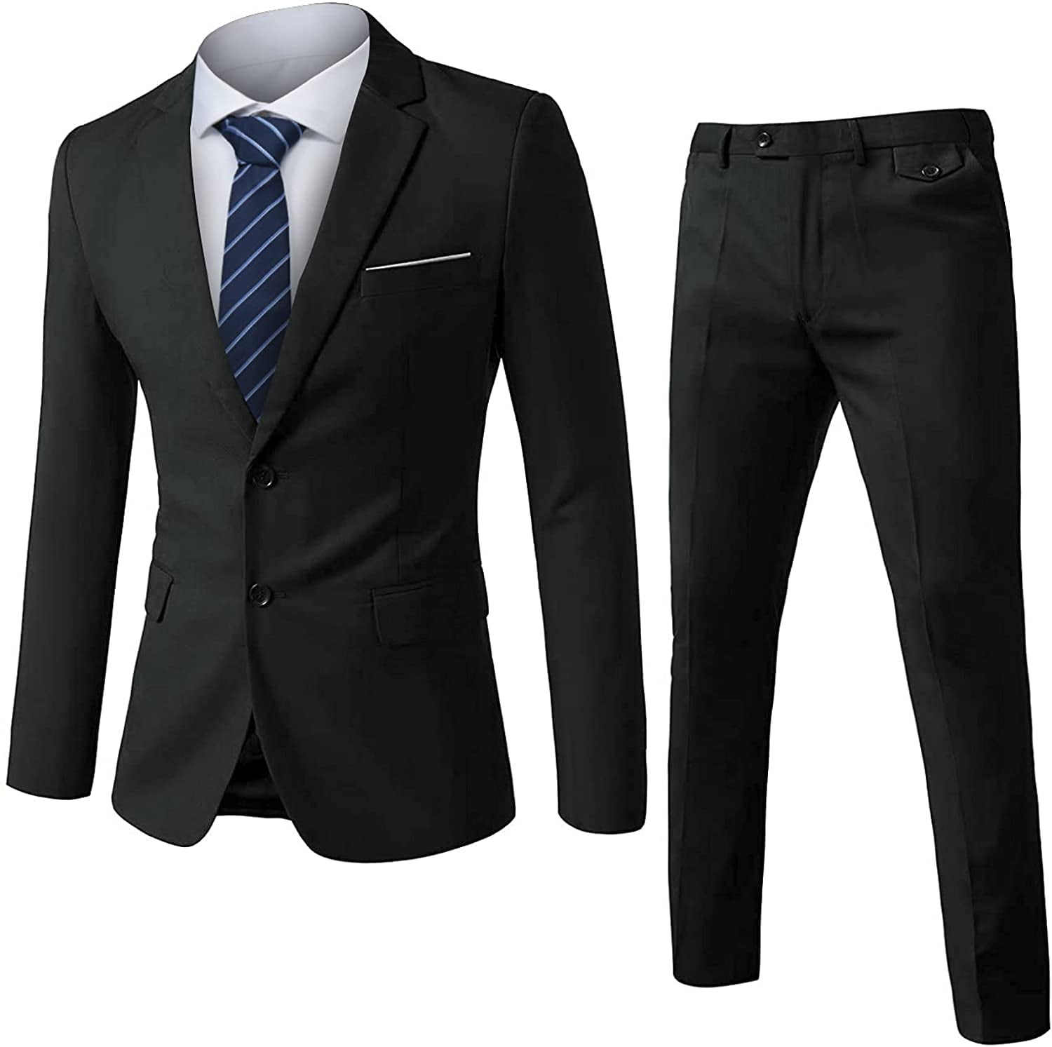 WEEN CHARM Mens 3 Piece Suits Slim Fit Two Button Suit for Wedding ...