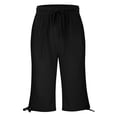 thumbnail image 4 of Girls' Capri Pants Wide Leg Casual Capris Sweatpants Loose Summer Kid Elastic Waist Cropped Trousers Solid 3/4 Length Jogger, 4 of 5