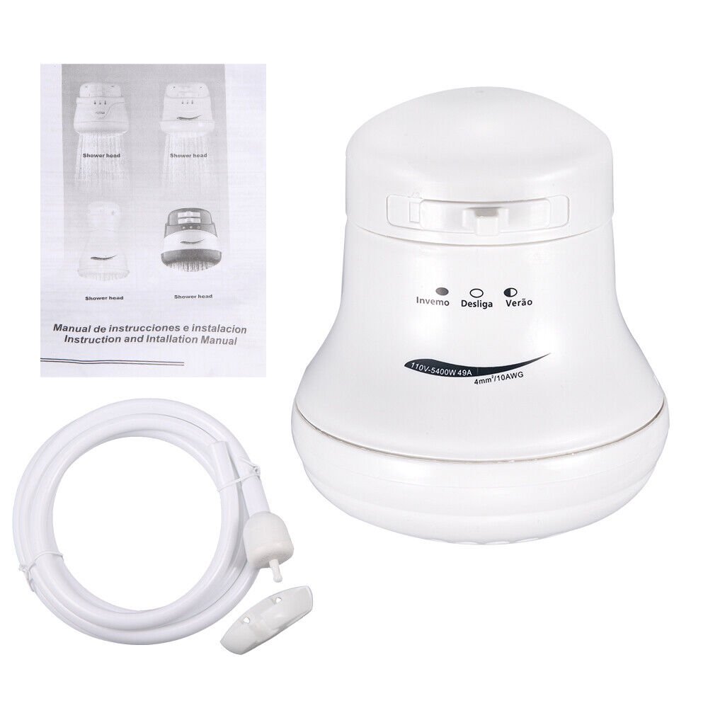 LEEYNEER 110V 5400W Electric Shower Head Instant Hot Water Bath Heater Boiler Tool Showe