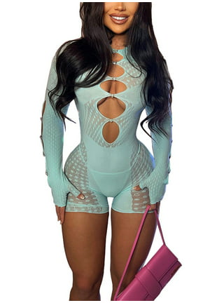 Women Shiny Diamond Mesh Bodysuit Jumpsuit See Through Bodycon Romper Long  Sleeve Tops Lingerie (Small) Black : : Clothing, Shoes &  Accessories
