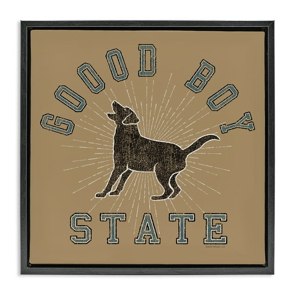 Stupell Industries Vintage Good Boy State Novelty & Humor Painting Black Floater Framed Canvas Art Print Wall Art, 18 x 18