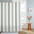 thumbnail image 4 of Sage Green Grey Stripe Shower Curtains for Bathroom, Modern Farmhouse Vertical Striped Waterproof Fabric Shower Curtain, Decorative Bathroom Curtain for Bathtub, 72"x78" , No Hooks Included, 4 of 9