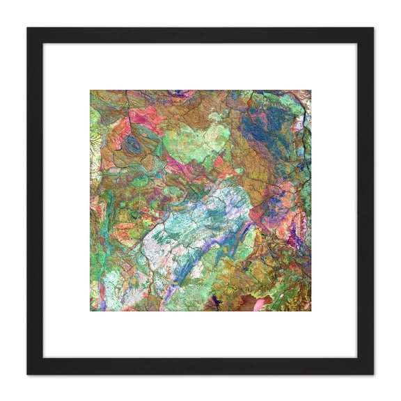 Watercolour Abstract Paint Bright 8X8 Inch Square Wooden Framed Wall Art Print Picture with Mount