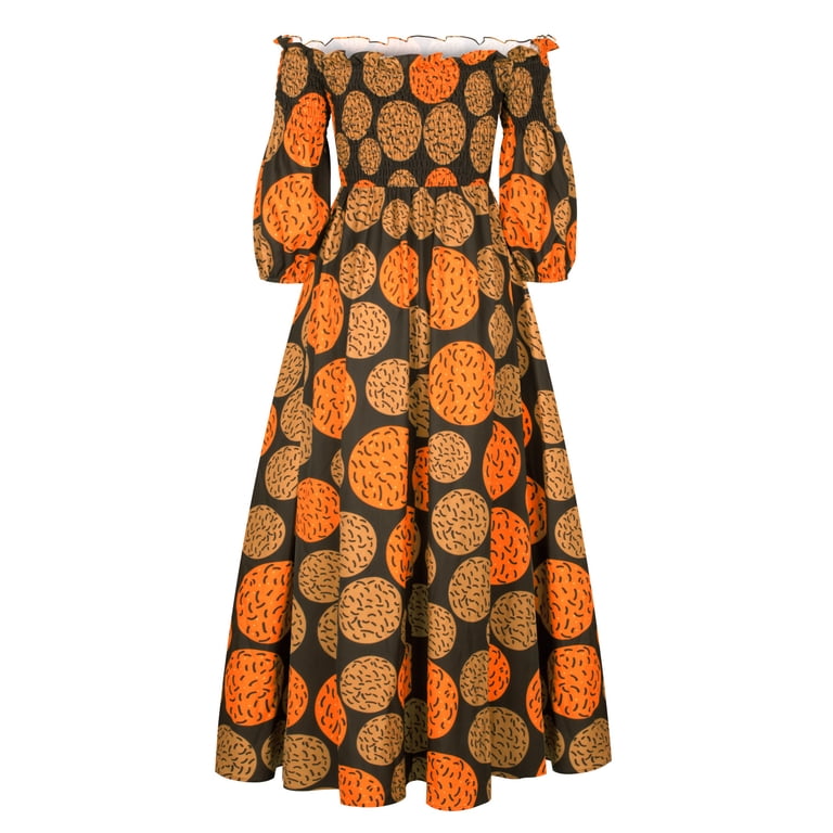 Womens Dresses Printed Ladies Fashion Balloon Sleeve Dress African Long  Dress - Walmart.com