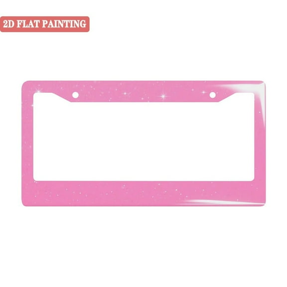 1PC Pink Glitter Star - Effect License Plate Frames with Mounting Hardware 2 Holes 6. 3x12. 2inch(16x31cm)