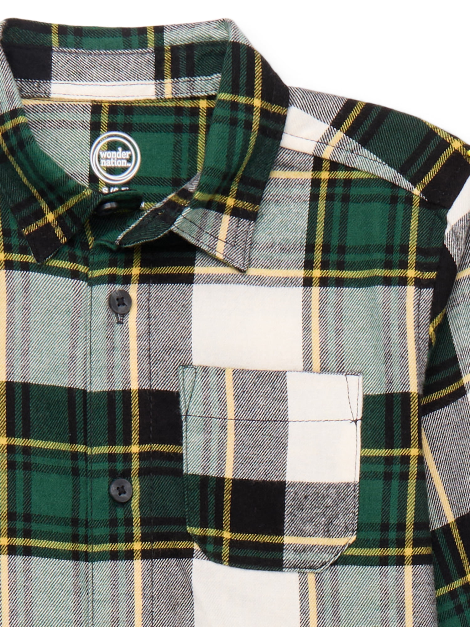 Wonder Nation Boys Flannel Shirt, Sizes 4-18 & Husky