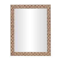 DecMode 22" x 28" Brown Wall Mirror with Checkered Pattern Frame